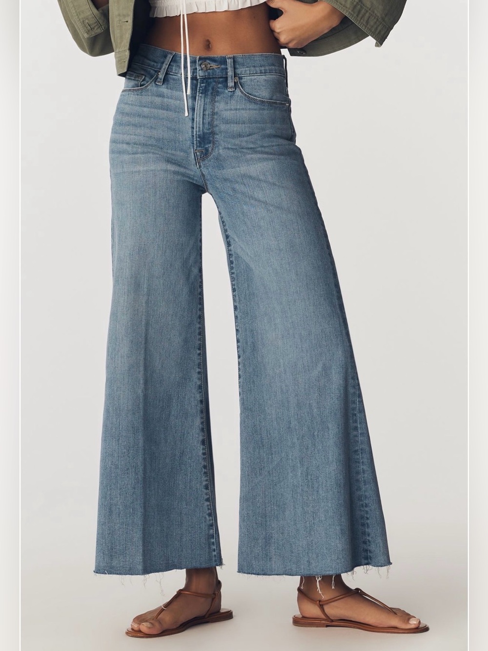 Frame Denim Le palazzo Wide-Leg High Rise Jeans, light wash, size 27